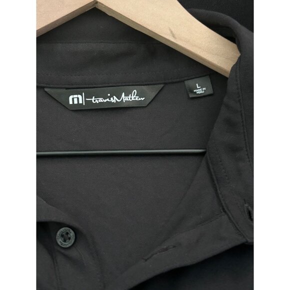 TravisMathew Mens Black Polo Shirt Dr Pepper 2023 Plan Embroidered Logo Size L - Picture 2 of 4